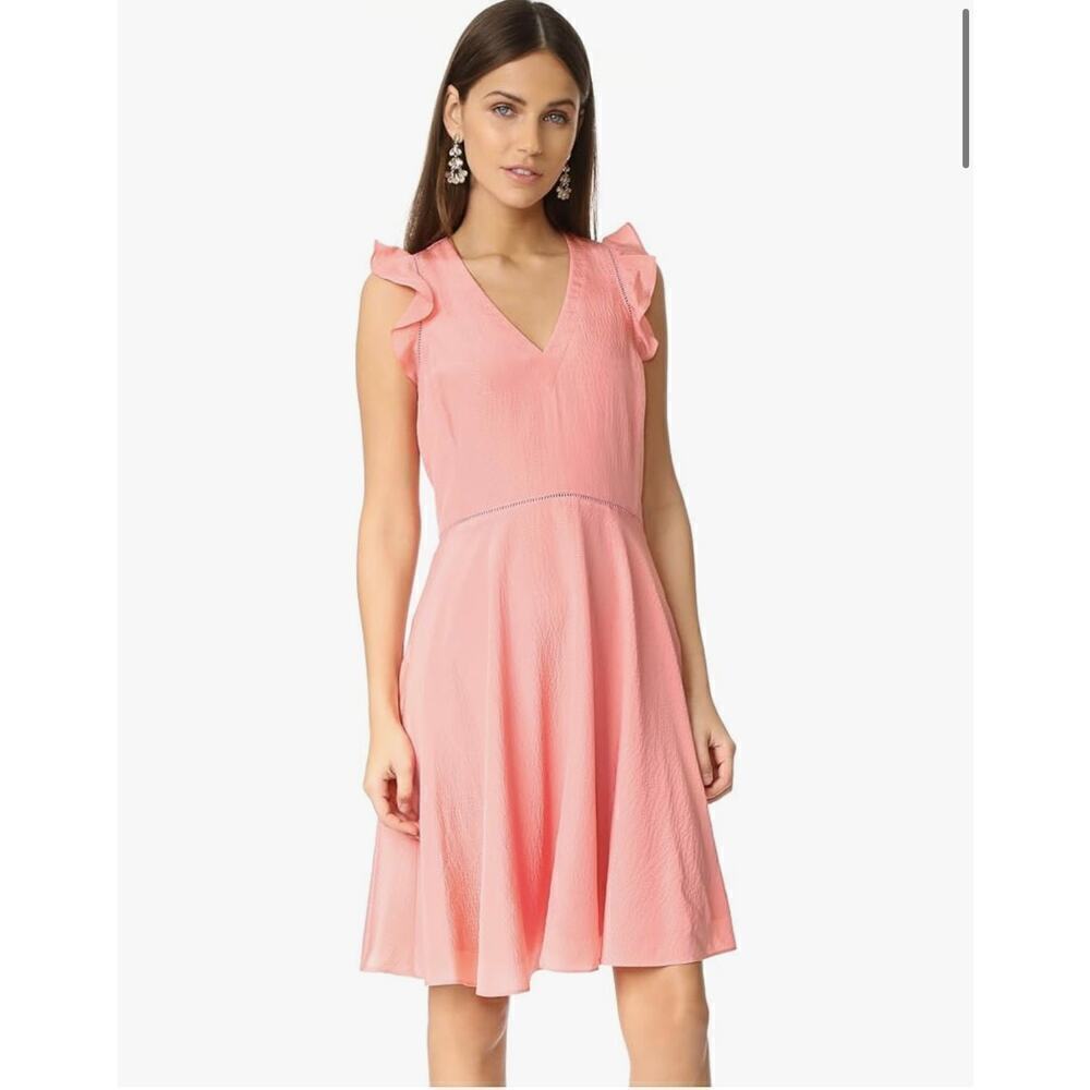 Rebecca Taylor Silk Flutter A-Line Dress Size 4 peach